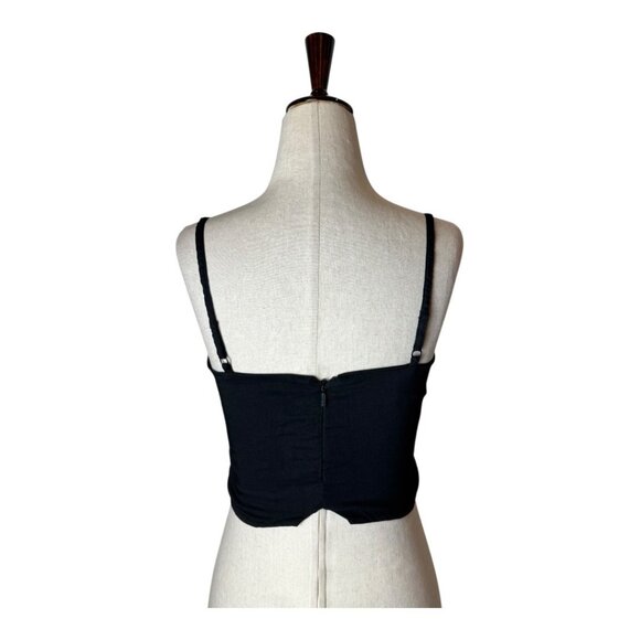 Pinko Shirt Women 2 Black Ruched Gathered Tie Front Cropped‎ Cami Gothic Sexy - Picture 4 of 11